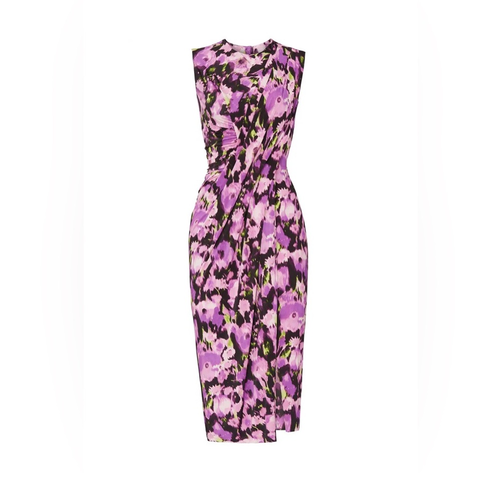 Jason Wu Collection Purple Printed Draped Jersey Midi Dress